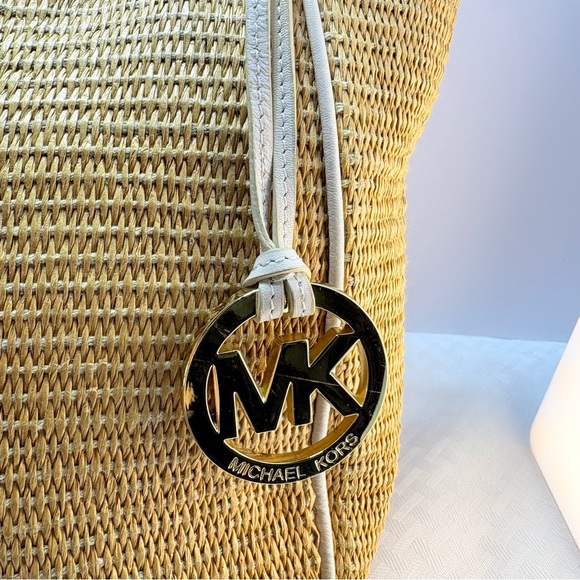 Michael Kors Tan Woven / leather Shoulder Bag with Gold Accents - Picture 14 of 15